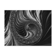 Modern Fractal Black White Nautilus Golden Ratio