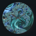 Modern Fractal Blue Bright Metallic Stor Klocka<br><div class="desc">Den här designen kan vara personlig om du väljer Redigera design. Du kan också överföra till andra objekt. Kontakta mig på colorflowcreations@gmail.com eller använda alternativet chatta överst på sidan om du vill ha den här designen på en annan produkt eller behöver hjälp. Se mer av mina design eller följ mig...</div>