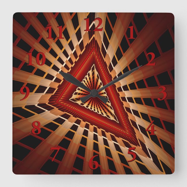 Modern Fractal grafik i 3D Fantasy Network Fyrkantig Klocka (Framsida)