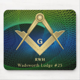Modern Fractal Masonic Monogrammed Mouse Pad Musmatta