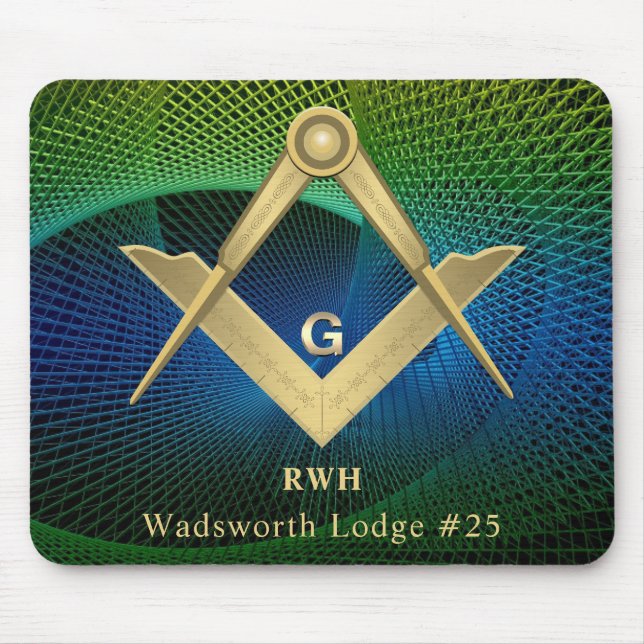 Modern Fractal Masonic Monogrammed Mouse Pad Musmatta (Framsidan)
