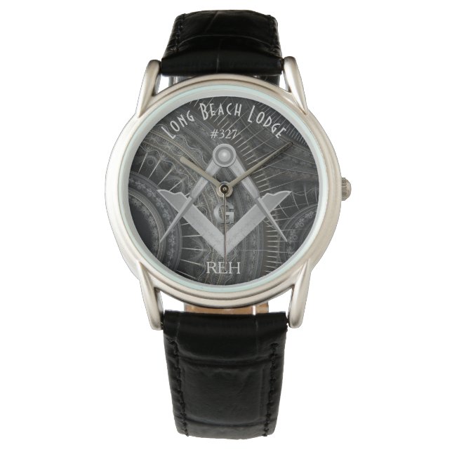 Modern Fractal Masonic Monogrammed Watch Armbandsur (Framsida)