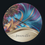 Modern Fraktal Blå Guld Handskriven Namn Stor Klocka<br><div class="desc">Denna design finns också tillgänglig för andra telefonmodeller. Välj Enhetstyp för att se andra iPhone-,  Samsung Galaxy- eller Google-fodral. Vissa stilar kan ändras genom att välja Stil om det är ett alternativ.</div>