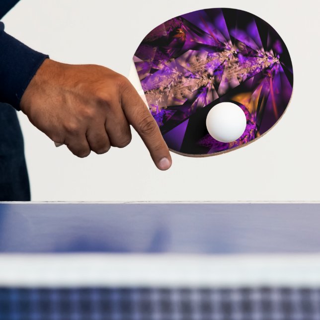 Modern frakttal i svartvitt och lila pingisracket (Insitu)