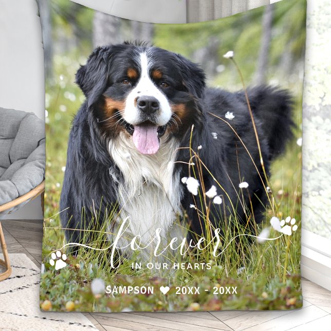 Modern framtid i våra hjärtan Pet Memorial Photo Fleecefilt (Skapare uppladdad)