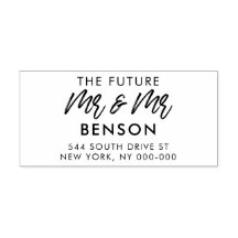 Modern framtid Mr & Mr. gay bröllop returadress