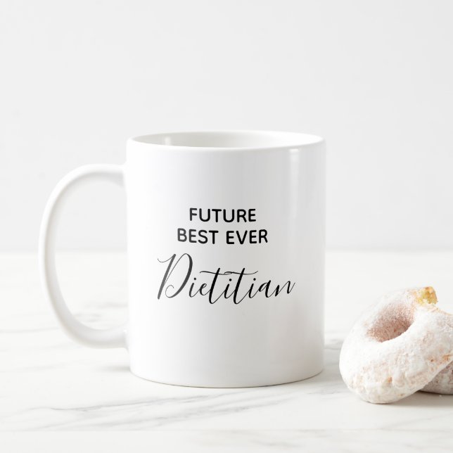 Modern framtida bästa någonsin dietitisk typografi kaffemugg (Med munk)