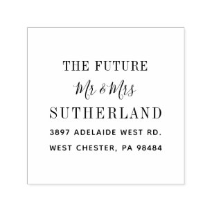 Modern Framtida Herr och Fru Skript Returadress Självfärgande Stämpel