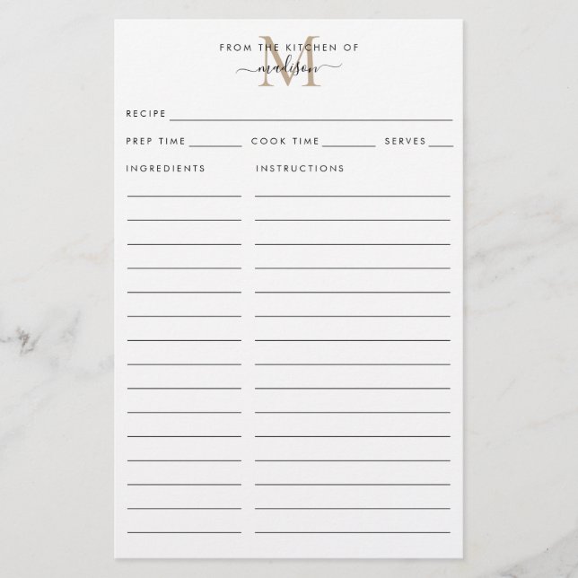 Modern från köket i Guld Monogram Recipe (Framsida)