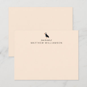 Modern från skrivbordet för Puffin Bird Note Card Anteckningskort