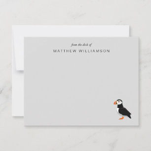 Modern från skrivbordet för Puffin Bird Note Card Anteckningskort