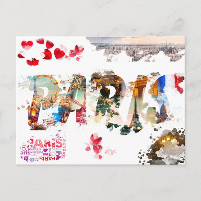 Modern Frankrike Paris je t'aime Eiffel Torn Trave Vykort (Framsida)