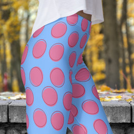Modern Fransk Blue Polka Dot Mönster Leggings