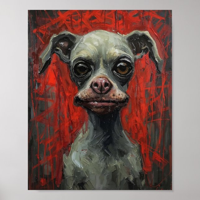 Modern fransk Bulldog Expressionistisk Konstaffisc Poster (Framsidan)