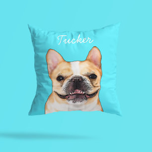 Modern Fransk Bulldog Illustration Lägg till nam Kudde