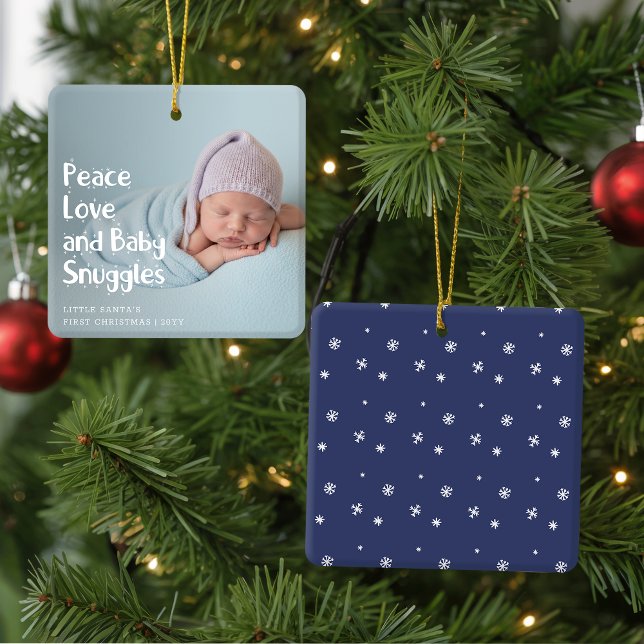Modern Fred Och Kärlek Nyfödd Barns Första Jul Julgransprydnad Keramik (Skapare uppladdad)