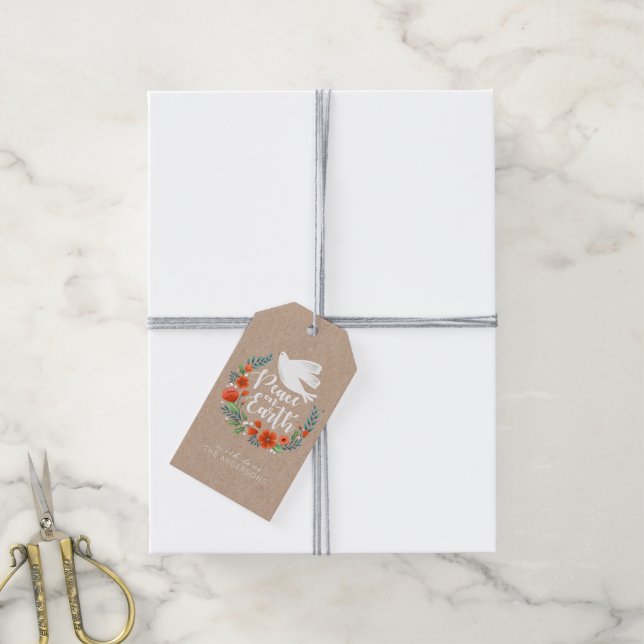 Modern fred på jorden Jul Presentetikett (Med Snöre)