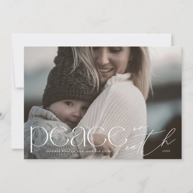 Modern Fred på jorden Stor foto Religiös Julkort (Framsida)