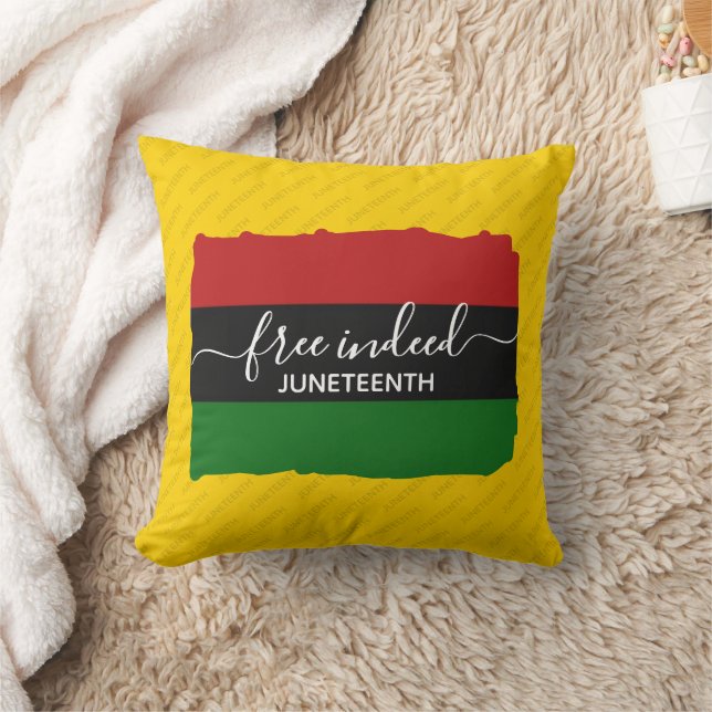Modern FREE INDEED Panafrikansk JUNETEENTH Kudde (Filt)