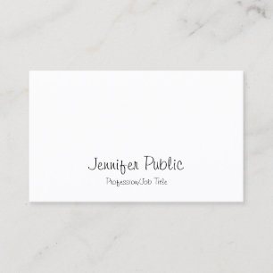 Modern Freehand Script Elegant Sleek Söt Plain Visitkort