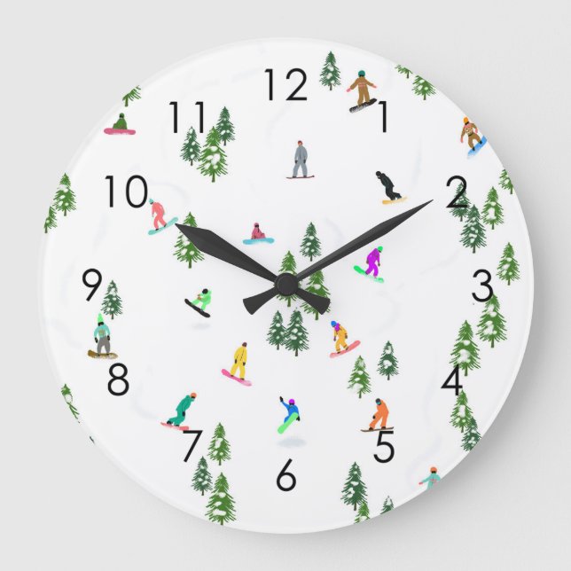 Modern Freeride Snowboarder Snowboarder Art Stor Klocka (Framsida)