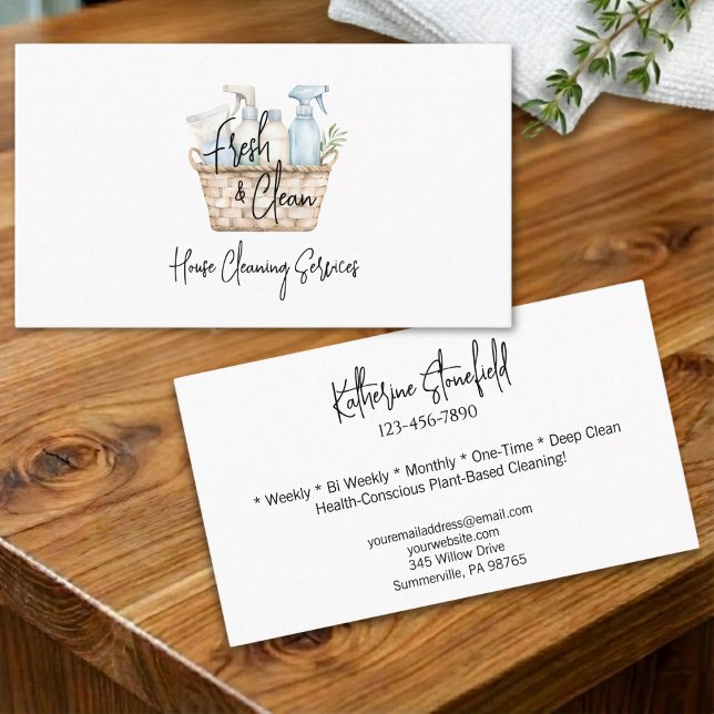 Modern Fresh Personalizable House Cleaning Service Visitkort (Skapare uppladdad)