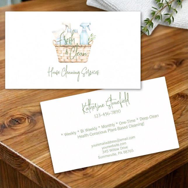 Modern Fresh Personalizable House Cleaning Service Visitkort (Skapare uppladdad)
