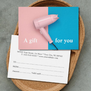 Modern Fresh Rosa Blue Hairstylist GiftCertificate Visitkort