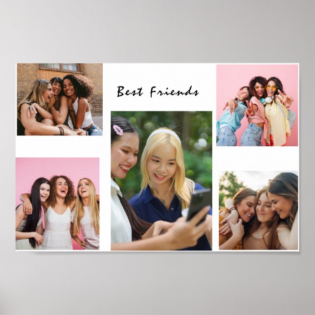 Modern Friend Collage Photos Simple Poster (Framsidan)