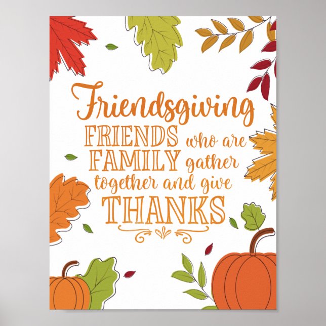 Modern Friendsgiving-citat med färgfull Gräns Poster (Framsidan)
