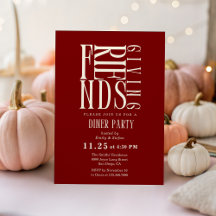 Modern Friendsgiving elegant Red