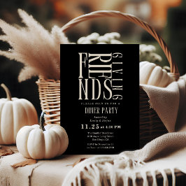 Modern Friendsgiving elegant White & Black Inbjudningar