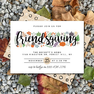 Modern Friendsgiving höstblomma Thanksgiving Inbjudningar