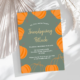 Modern Friendsgiving Potluck Pumpkin Sage Inbjudningar