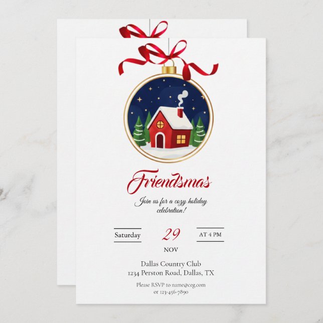 Modern Friendsmas Holiday Party Invitation Inbjudningar (Fram/baksida)