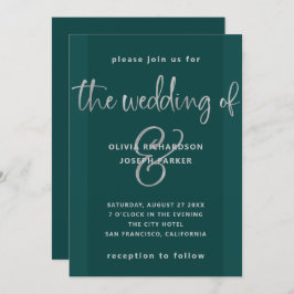 Modern Frieri | Emerald Grönt och Silver Bröllop Inbjudningar