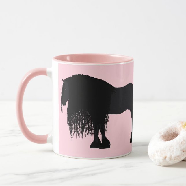 Modern Friesian Horse Illustration Rosa Mugg (Med munk)