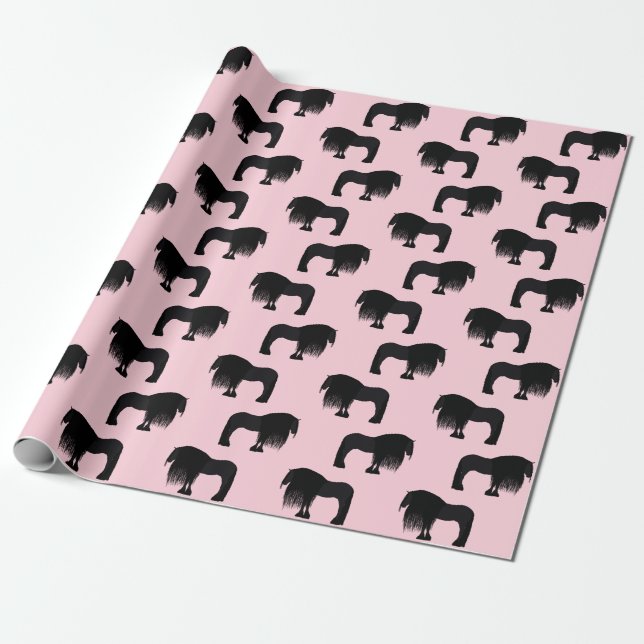 Modern Friesian Horse Illustration Rosa Presentpapper (Utrullad)