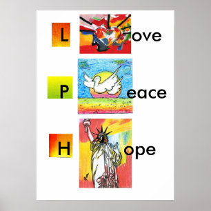 Modern frihetsgudinnan för färgat vattenfärgshjärt poster