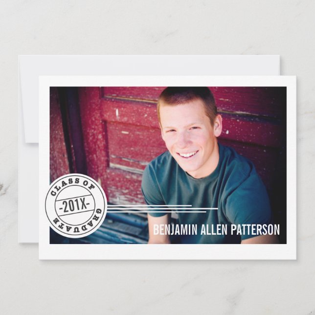 Modern Frimärke Photo Studentfest-meddelande Inbjudningar (Framsida)