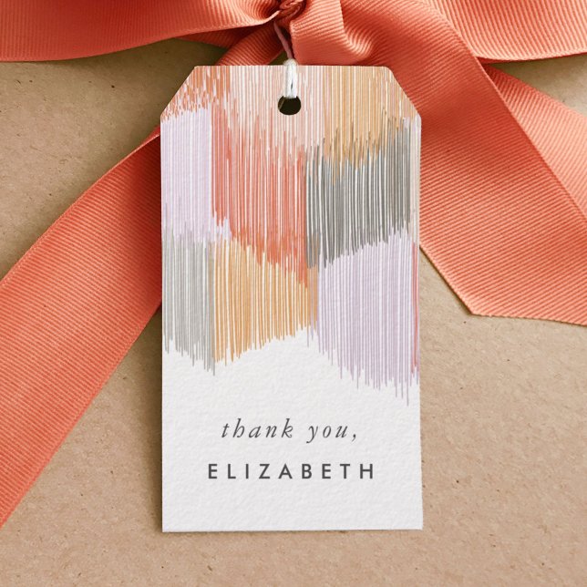 Modern Fringe Presentetikett (Modern fringe coral pink gift tag.)