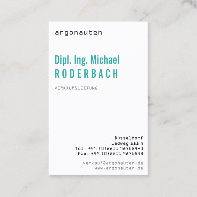 Modern, frisch, mit Monogram für Angeber Visitkort (Framsida)