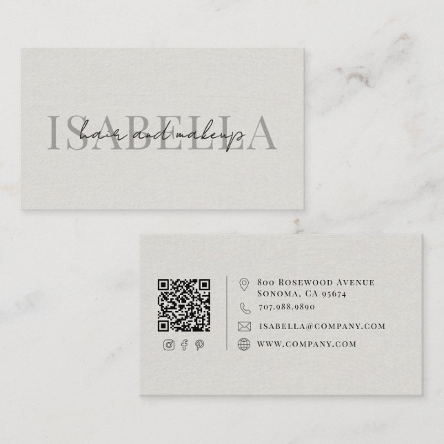 Modern frisör Makeup Artist Falskt Linne Script Fo Visitkort (Fram/baksida)
