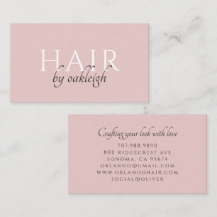 Modern frisör minimalistisk typografi dammig rosa visitkort
