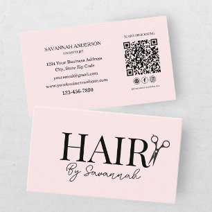 Modern frisör Pink Blush QR-kod Visitkort