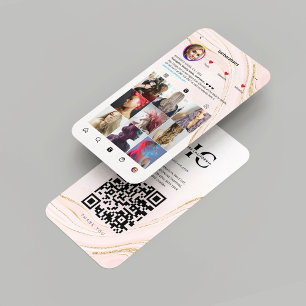 Modern Frisör Rosa Marmor Guld Instagram Visitkort