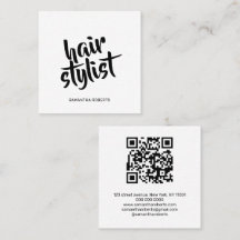 Modern frisörskript vit svart qr-kod
