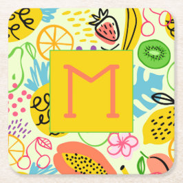 Modern Fruit Mönster Underlägg Papper Kvadrat