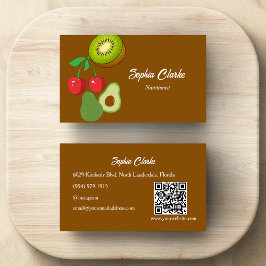 Modern frukt, jordisk ton Näringstecken QR-kod Visitkort