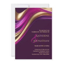 Modern Fuchsia och Guld-Lila Bröllop-